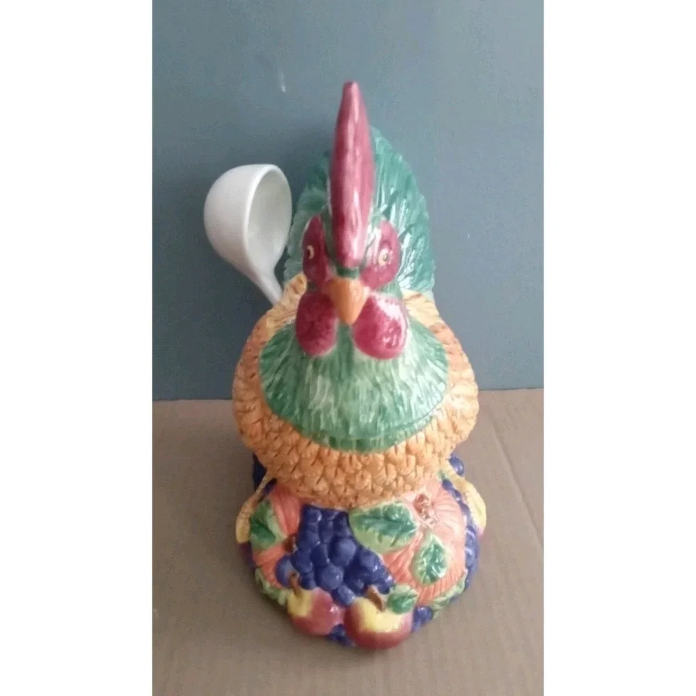 Whimsical Ceramic Rooster Soup Tureen Ladle‎ Fruit Decor Kitchen Decor